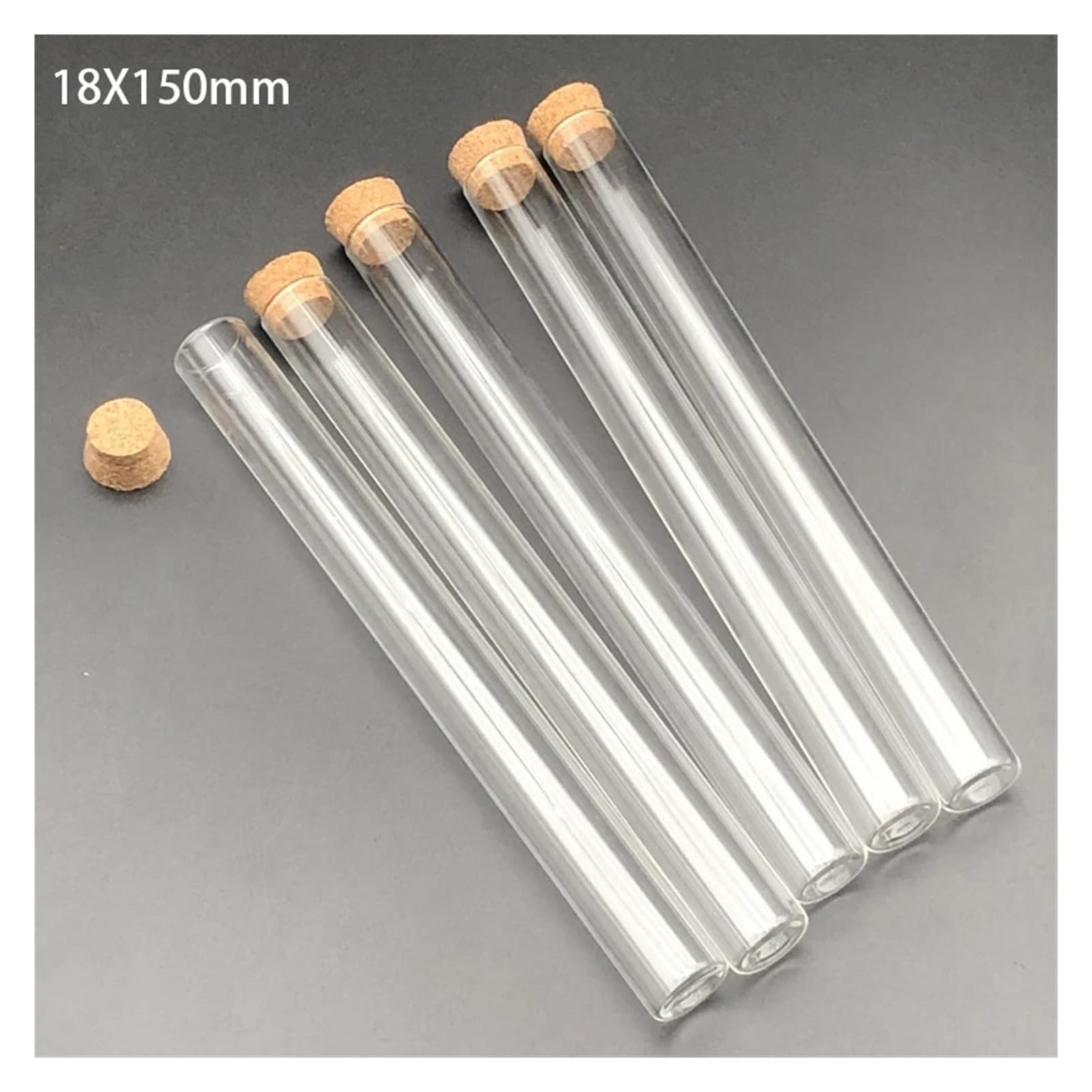 20 teile/paket 18x150mm Labor Klar Flachen Boden Reagenzgläser Mit Kork Holz Stopfen for Labor Container