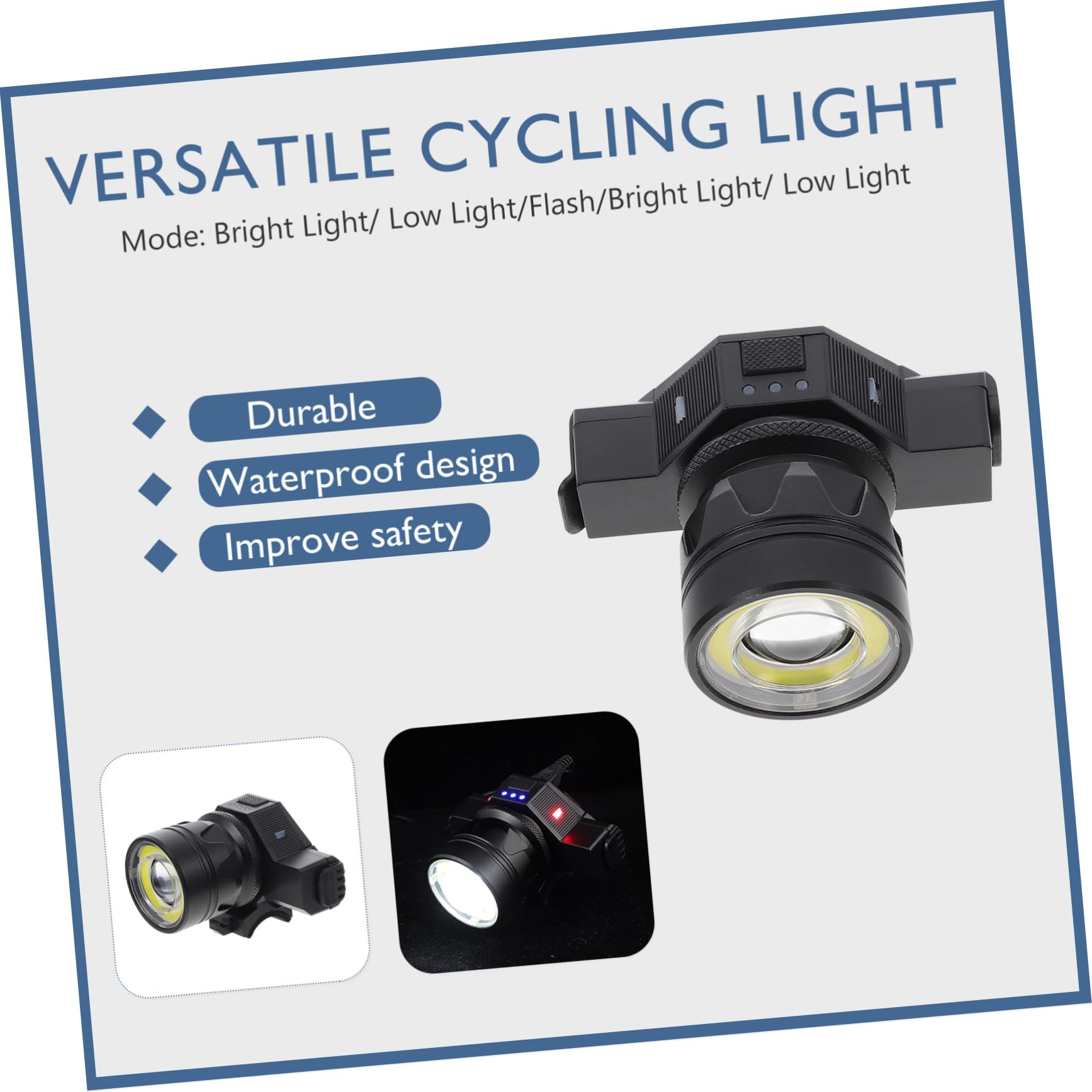 BESPORTBLE 1 Juego Faro De Bicicleta Lámpara Delantera De Bicicleta Suministro De Bicicletas Equipo De Equitación Al Aire Luz De La Bici Luz De Bicicleta Profesional Black Abs