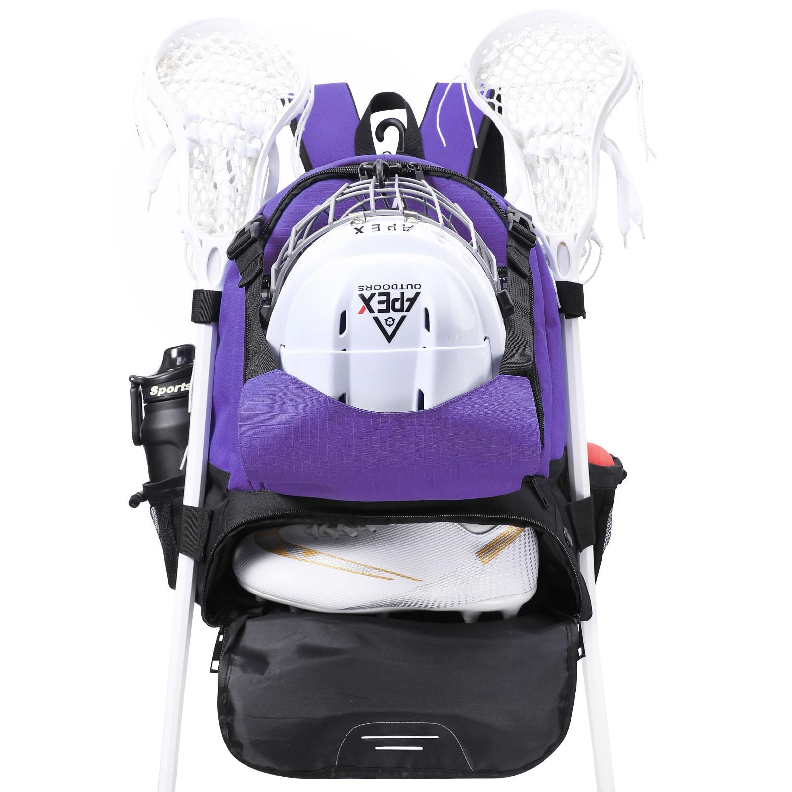 Lacrosse Bag, Field Hockey Bag with Two Stick Holders, Large Lacrosse Backpack with Separate Cleats Shoe Compartment
