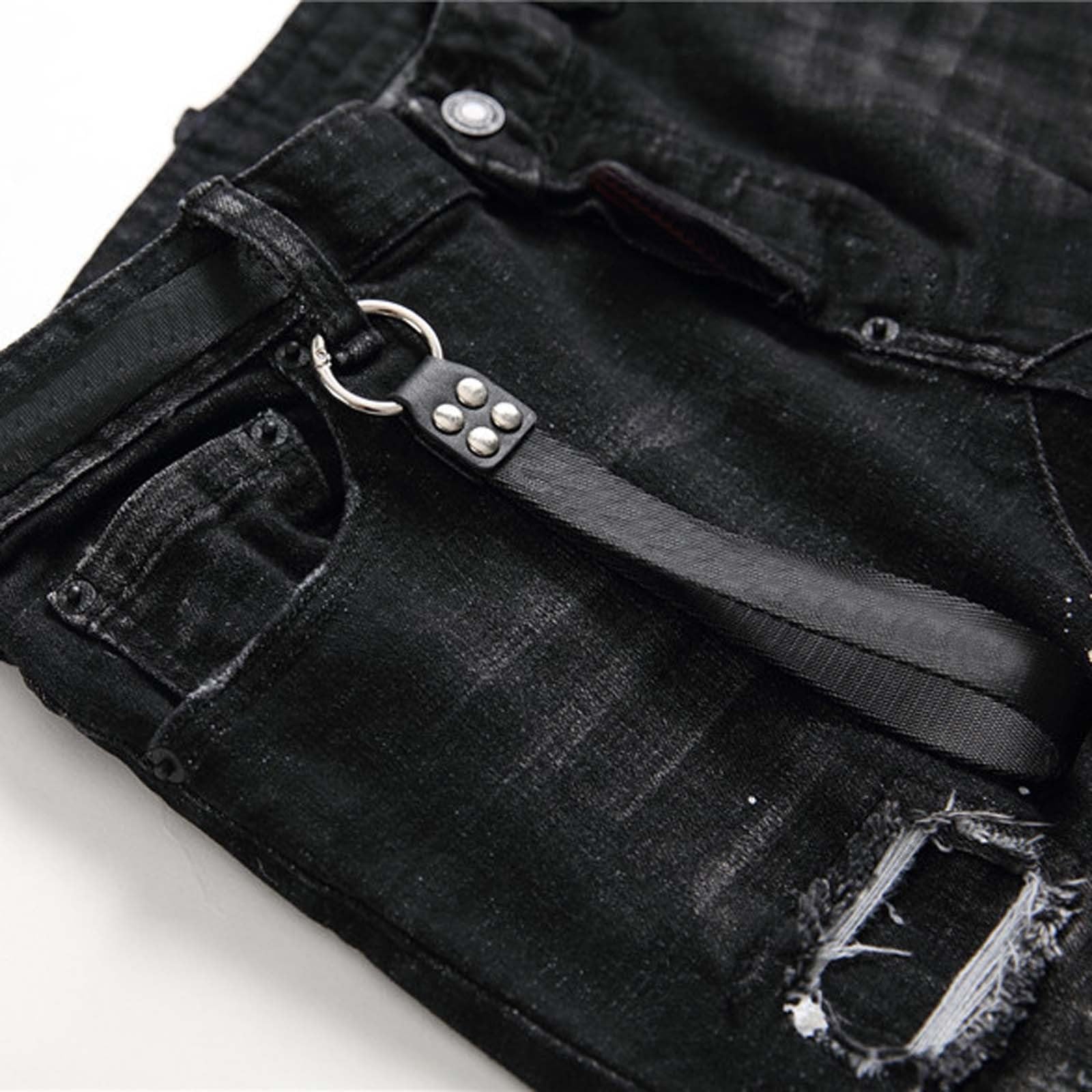 Pantaloni Tuta Uomo Invernali Baggy Pantalone Eleganti Jeans Uomo Slim Fit Strappi Stretch Denim con Design Spray e Stile Streetwear