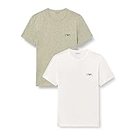 EMPORIO ARMANI 2-Pack Crew Neck T-Shirt Maglietta, Bianco/Grigio LG Mel