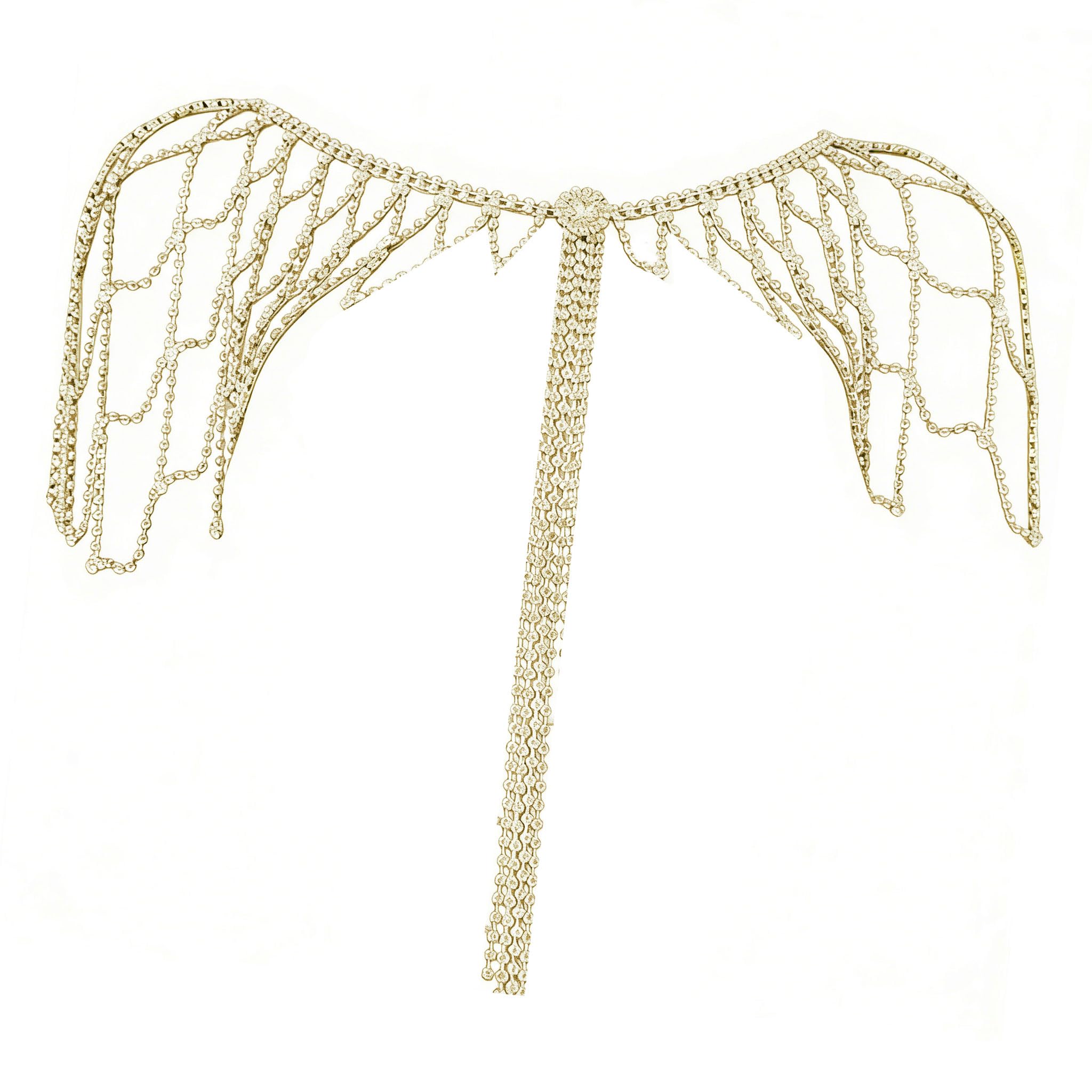 Catena per il corpo con frange di strass scintillanti, gioielli per eleganti eventi di nozze e occasioni speciali gioielli da sposa