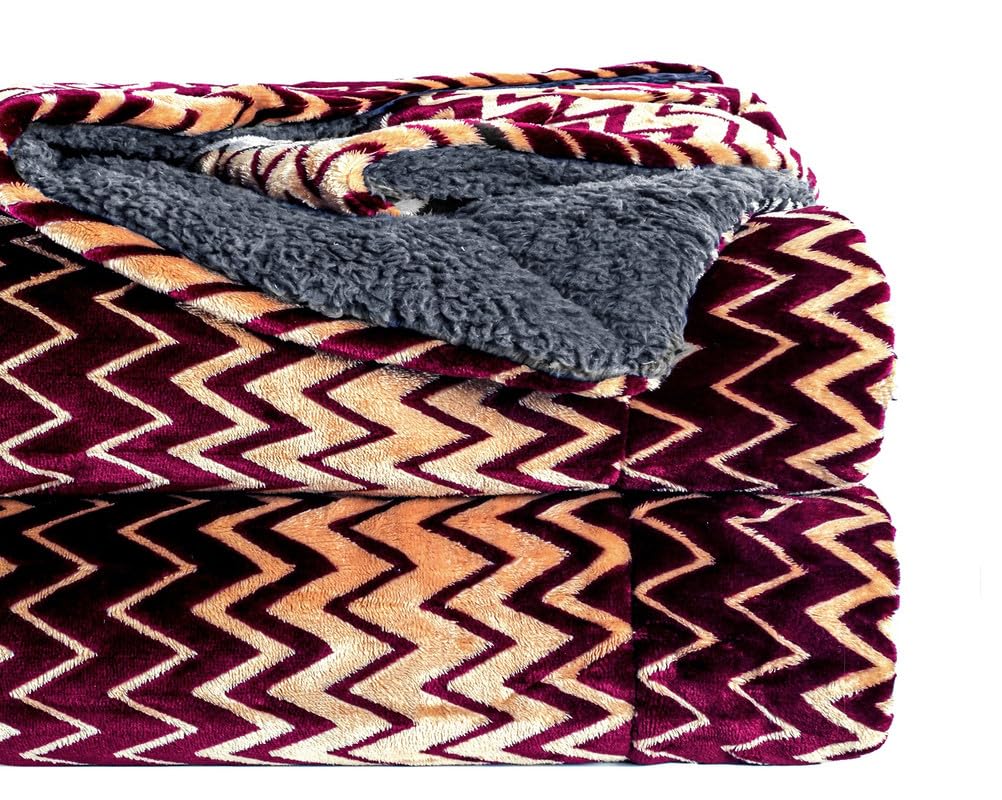 BSB HOME® Polyester Micromink Winter/Mild Winter AC Blanket Sherpa Super Soft/Warm Flannel Jacquard Plush/Printed, Maroon & Grey, Size 220 x 230 Cms (Approx 7.6 x 7 ft) (Double), Skin Friendly (B0CHVPHVMC) Amazon Price History, Amazon Price Tracker