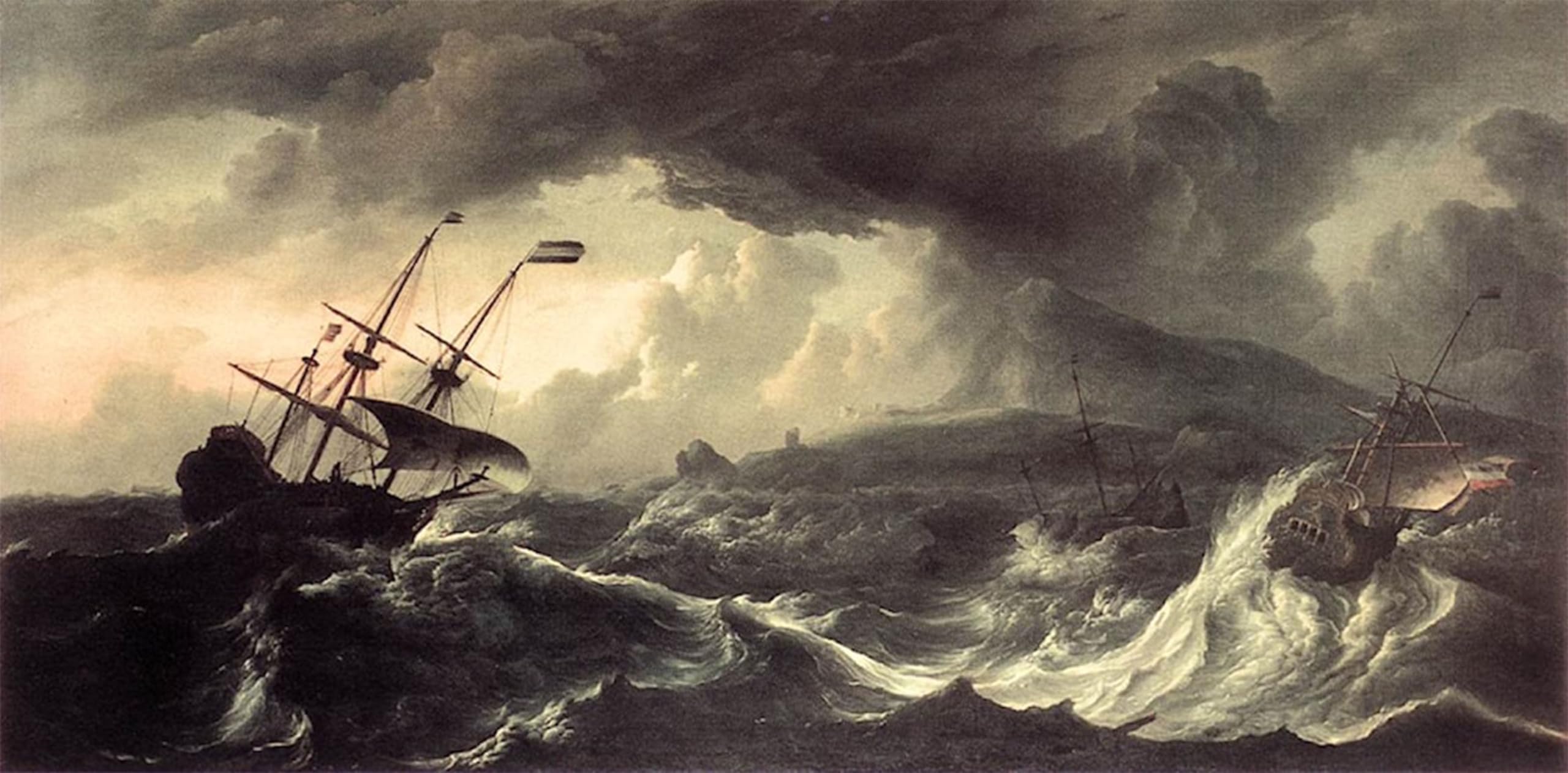 Cuadro en lienzo de barcos y tormenta: pintura mural para salón y dormitorio 5