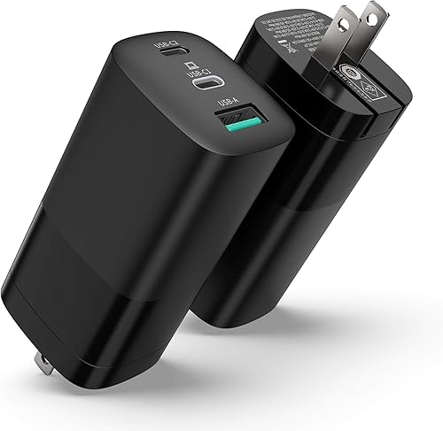 Cargador USB C GaN, listado UL 65 W y 45 W 3 puertos PD 3.0 QC3.0 PPS USB tipo C, adaptador de pared, compatible con iPhone 14 Pro Max 13 12 Series,