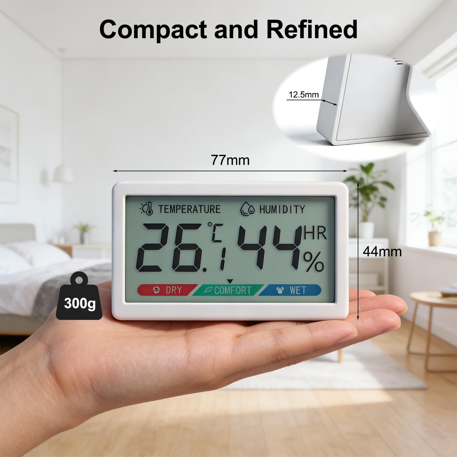 Chatthen Termometro Digital Casa, Higrometro Digital de Interior para Controlar la Temperatura y medir la Humedad, Medidor de Humedad Digital de Temperatura para Invernadero, Bebé, Bodega, Reptil 2Pcs — view 5