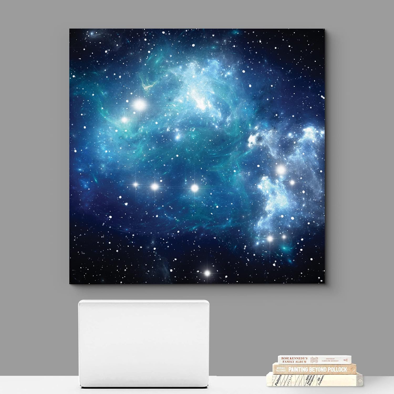 wall26 Canvas Print Wall Art Starry Blue Nebula Galaxy Astronomy & Space Sky Digital Art Modern Art Global Scenic Colorful Multicolor for Living Room, Bedroom, Office - 24"x24"
