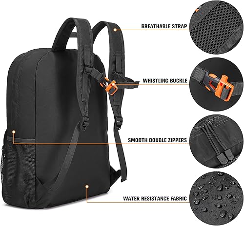 Miniatura 4 de G4Free Mochila ligera plegable de 30L para viajes de senderismo, mochila plegable resistente al agua para hombres y mujeres, Negro -, 30 L