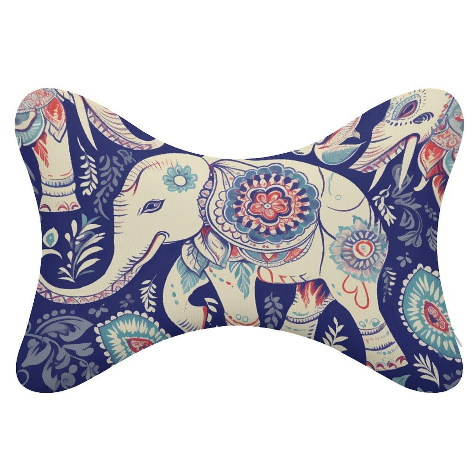 FekiLoot Boho Elephant Car Headrest Set of 2,Softness Memory Foam Car Neck Pillow with Breathable Removable Cover Car Neck Support Pillow Ergonomic for Driving, Office