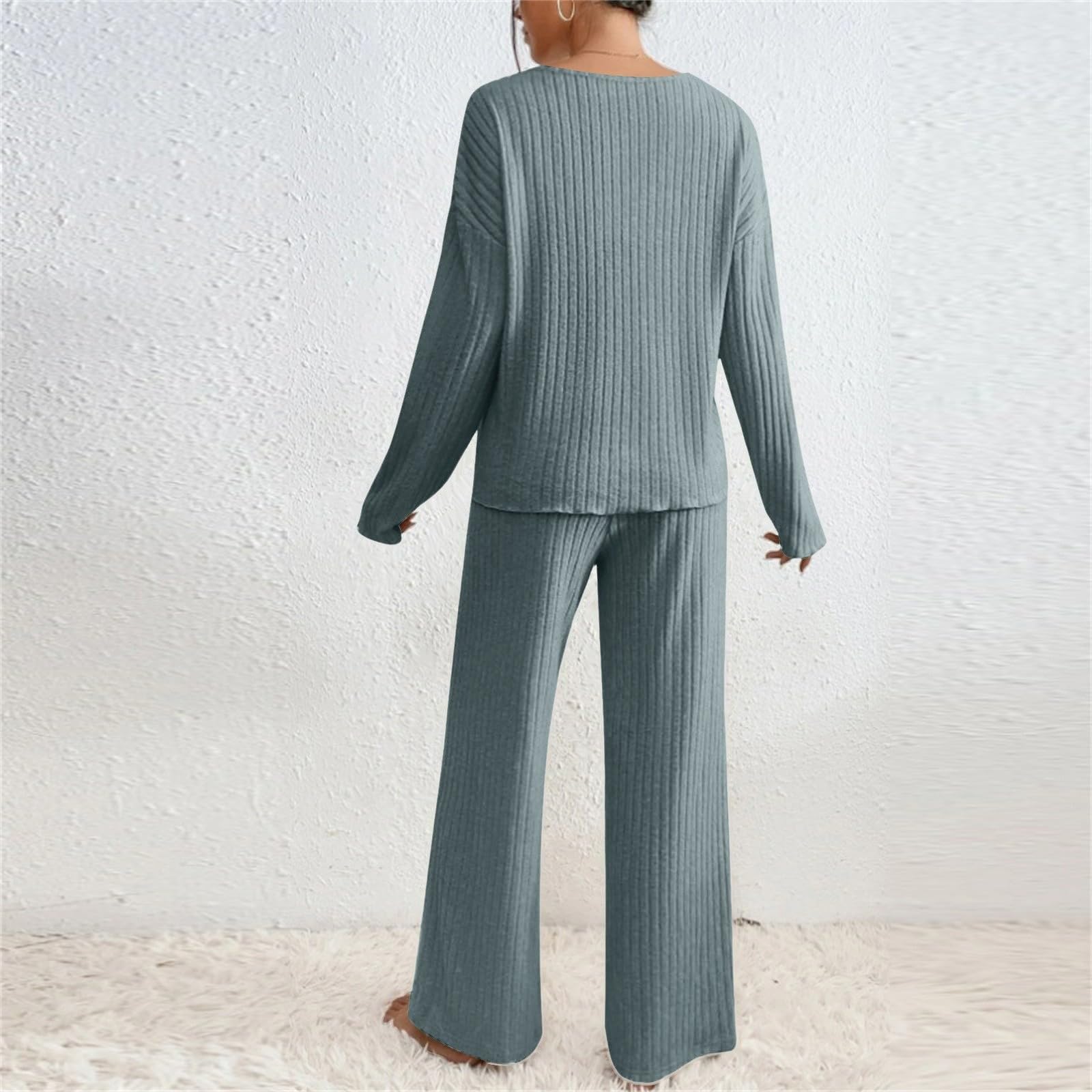 Generisch Conjunto de chándal holgado cómodo de punto para mujer elegante