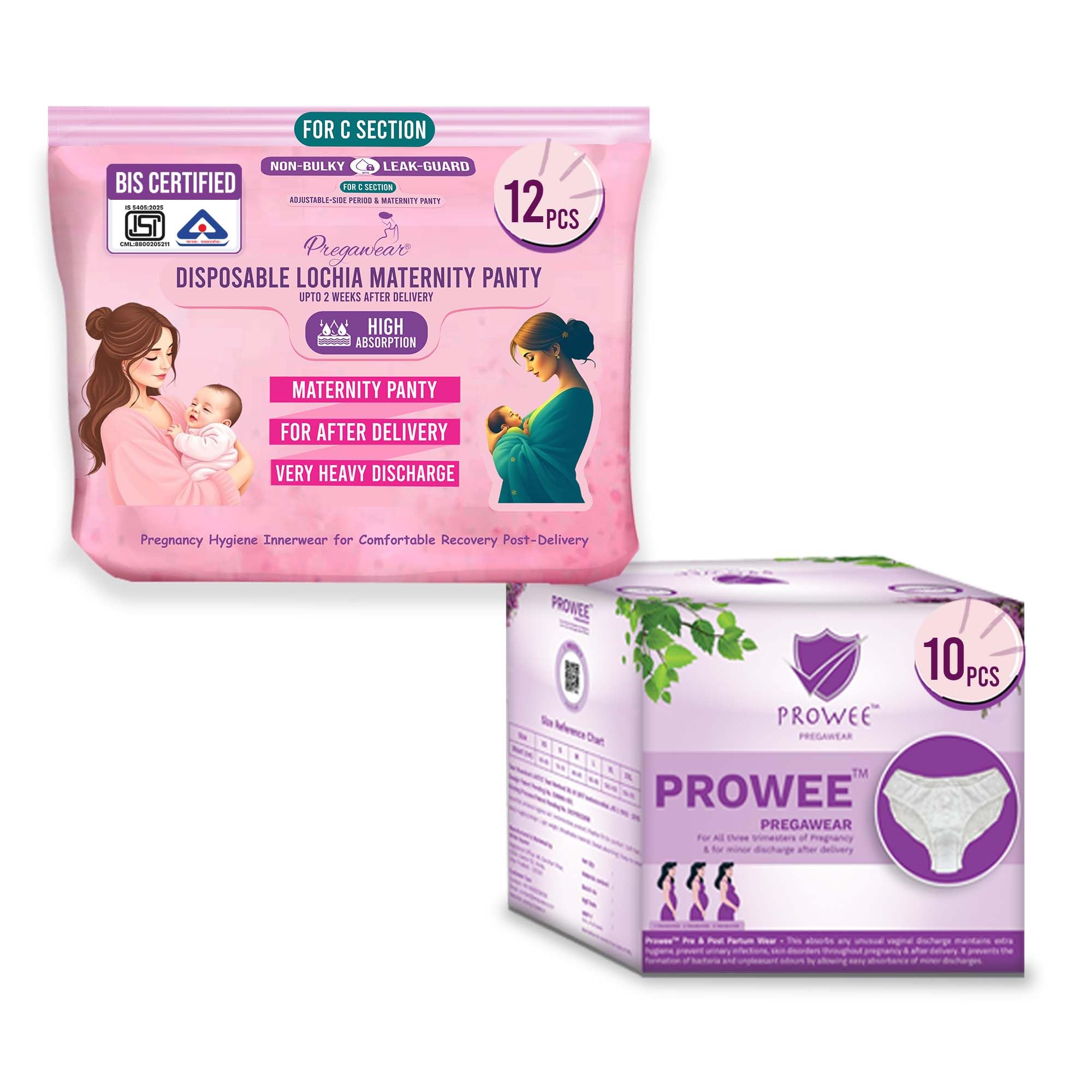 PROWEE|Pregawear Lochia Maternity Panty C Section(15) & Regular Panties(10) Combo, Soft, Breathable, Leak-Proof Underwear for New Mothers| Heavy & Light Daily Discharge Pregnancy-image-31
