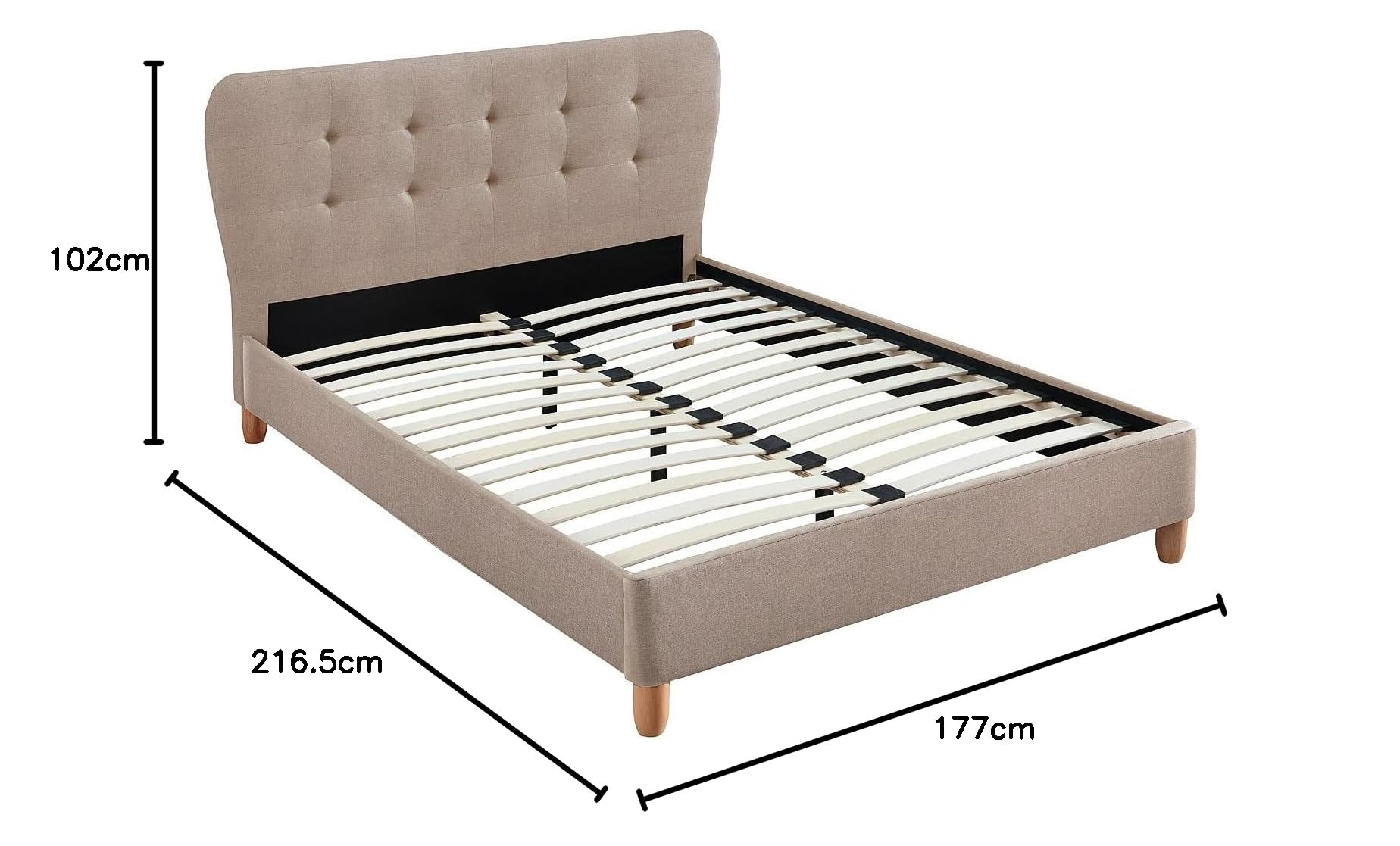 Vente-unique - Letto 160 x 200 cm con testata trapuntata Tessuto Beige + Materasso - ELIDE