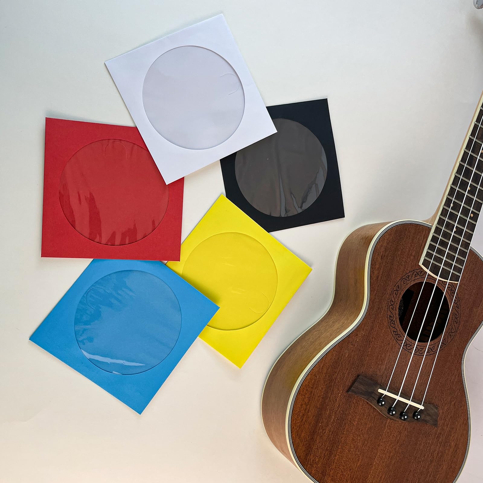 CD-/DVD-Hüllen aus farbigem Papier, 120 g, 12,7 cm, mit transparentem Fenster und Klappe, 100 Stück