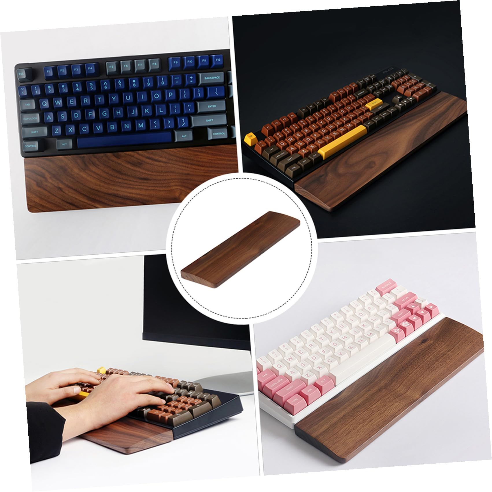 Walnussholz Handgelenkauflage 440mm für Computer Tastaturen | Kaffeefarbene Ausführung, Natürliche Maserung und Feine Verarbeitung, Ergonomische Form für Schreibtisch
