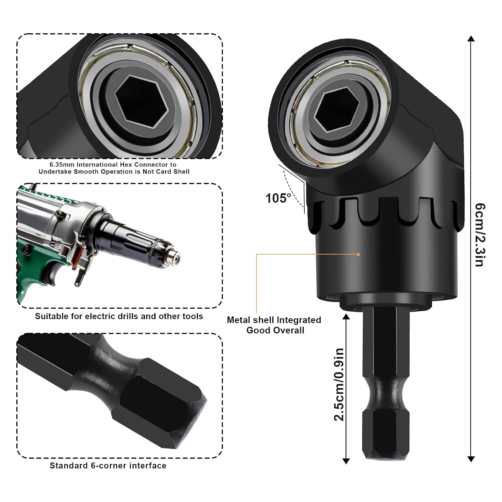 Snapklik.com : 17 Pcs Flexible Drill Bit Extension 105 Degree Right ...