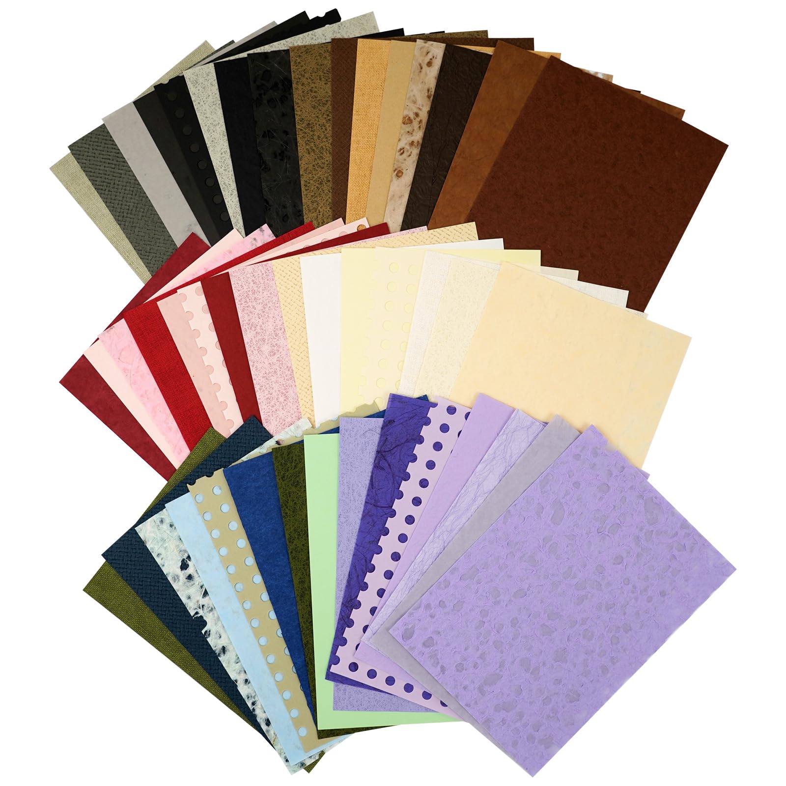 A5 Textured Scrapbook Paper Set – 48 Sheets Vintage Craft Paper in Assorted Colors for Journaling, Collage, Wrapping, and Planner (5.8 × 8.3 in)