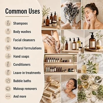Coco Glucoside Surfactant 128 fl oz, Cosmetic Grade Plant-Based Nonionic Cleansing Agent, Sulfate-Free Foam Booster for DIY Shampoo, Body Wash, Facial Cleanser