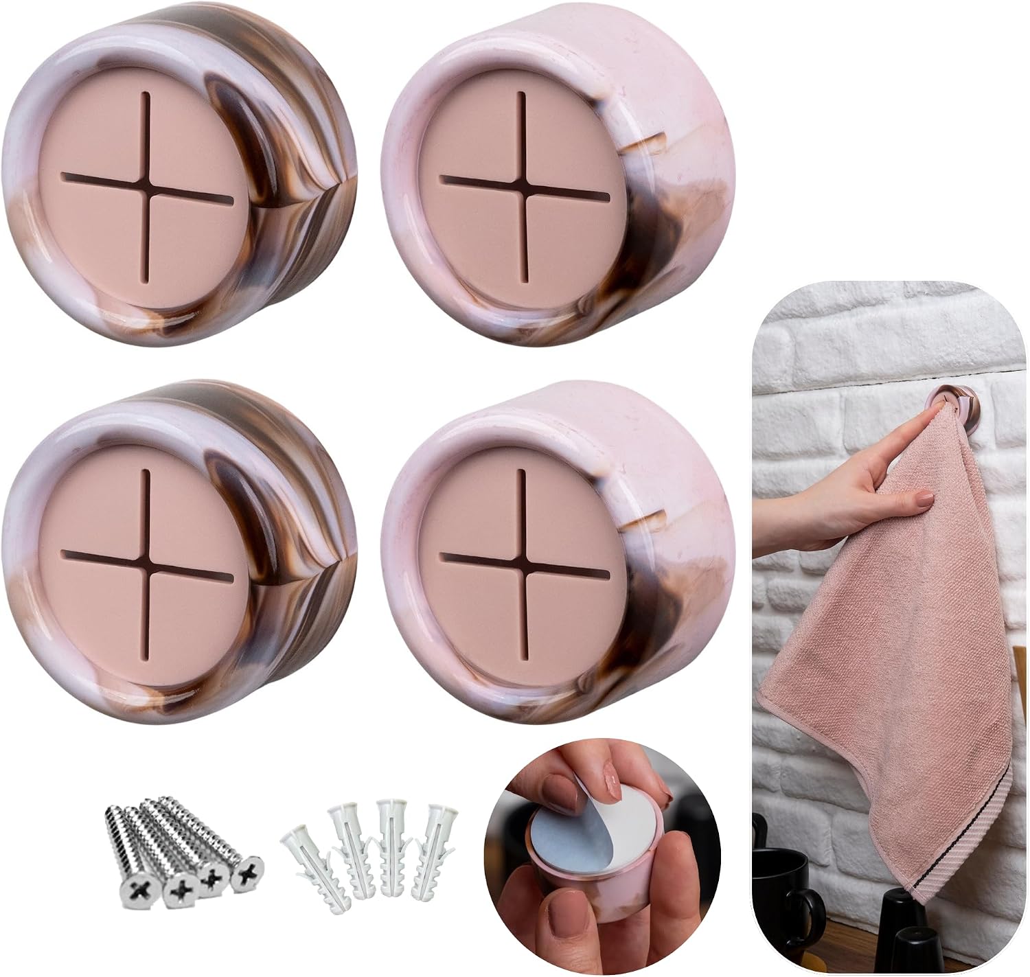 HEFA Towel Holder, Towel Hooks, Dish Towel Holder, Kitchen Organization, Bathroom Accesories, Kitchen Towel Hook, Kitchen Towel Holder, Christmas Gift, Kitchen Gadgets 4 Pack image 4