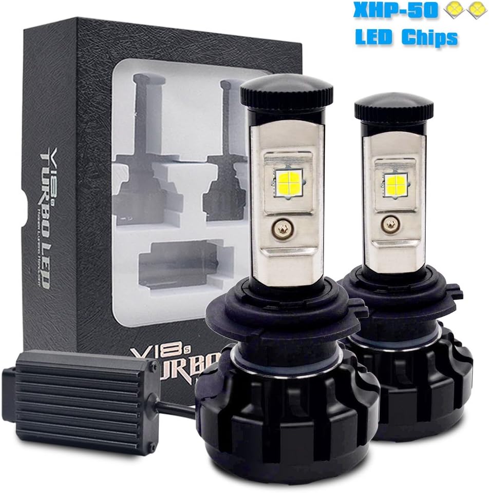 Chylay H7 LED Headlight Bulbs Car Headlight Conversion Kit,CREE -XHP50 9600lm 6000K White Auto Headlamp (V18-H7)