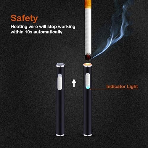 Miniatura 3 de Encendedor de cigarrillos eléctrico USB, mini portátil, recargable, resistente al viento, sin llama, sin gas, encendedor (rojo) Encendedor USB