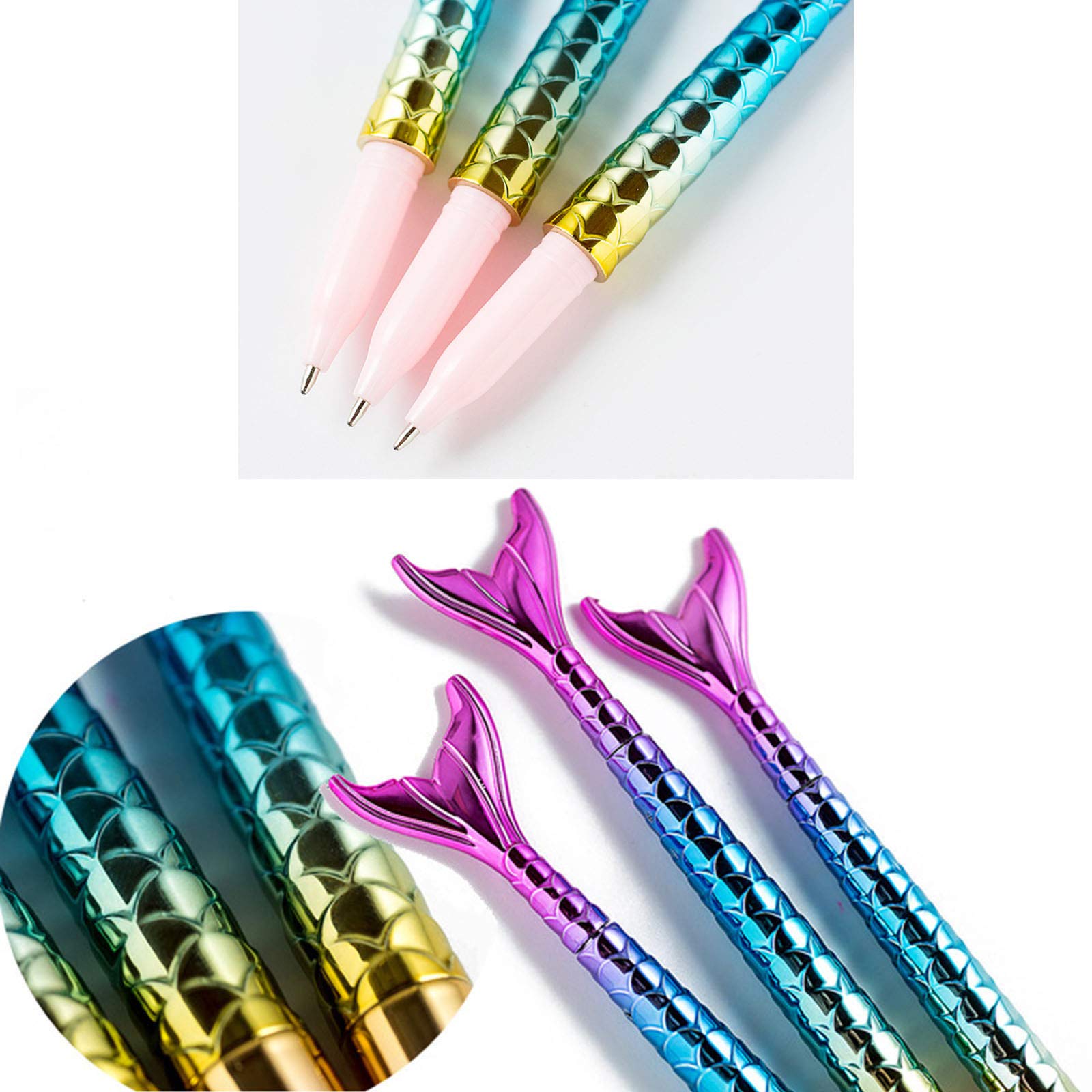 JJYHEHOT Zeemeerminbalpen, gelpennen, creatieve visstaart-gelstiften, visstaart-pen, kleurverloop, zeemeermin pen voor kantoor, schrijven, decoreren