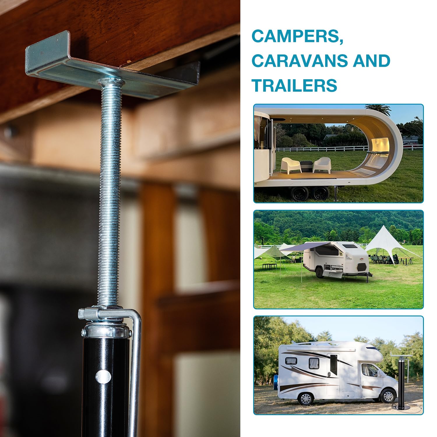 KATSU 2 Pezzi Supporto Stabilizzatori per RV Caravan, Altezza Regolabile da 15" a 37", Supporta fino a 5000 lbs, Robusto Supporti Scorrevoli per Rimorchio Camper