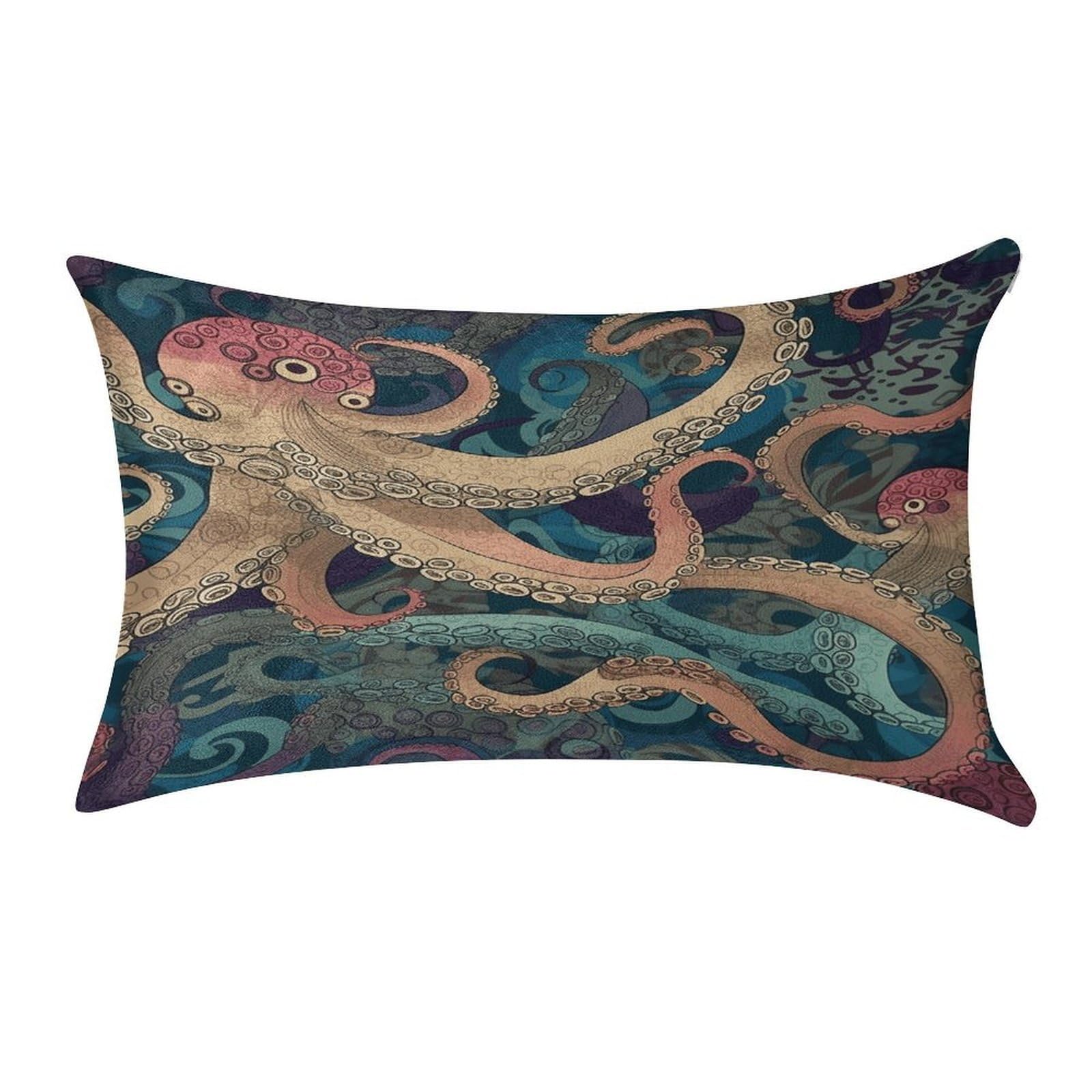 VstaDank Abstract Octopus Kraken Throw Pillow Cover 12"×20" Ultra Soft Pillowcase Cozy Lumbar Pillow Shell Gold Velvet Exquisite Decorative Cushion Sham Protector for Couch Sofa Bedroom