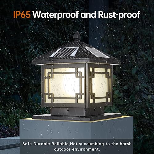 Miniatura 3 de Luces solares para poste con control remoto, lámpara de columna LED de ahorro de energía, impermeable, para exteriores, IP55, de lujo, artesano,