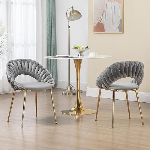 Miniatura 4 de CALABASH Sillas de comedor modernas, sillas de comedor tapizadas de terciopelo de mediados de siglo, sillas auxiliares de ocio con patas de metal y