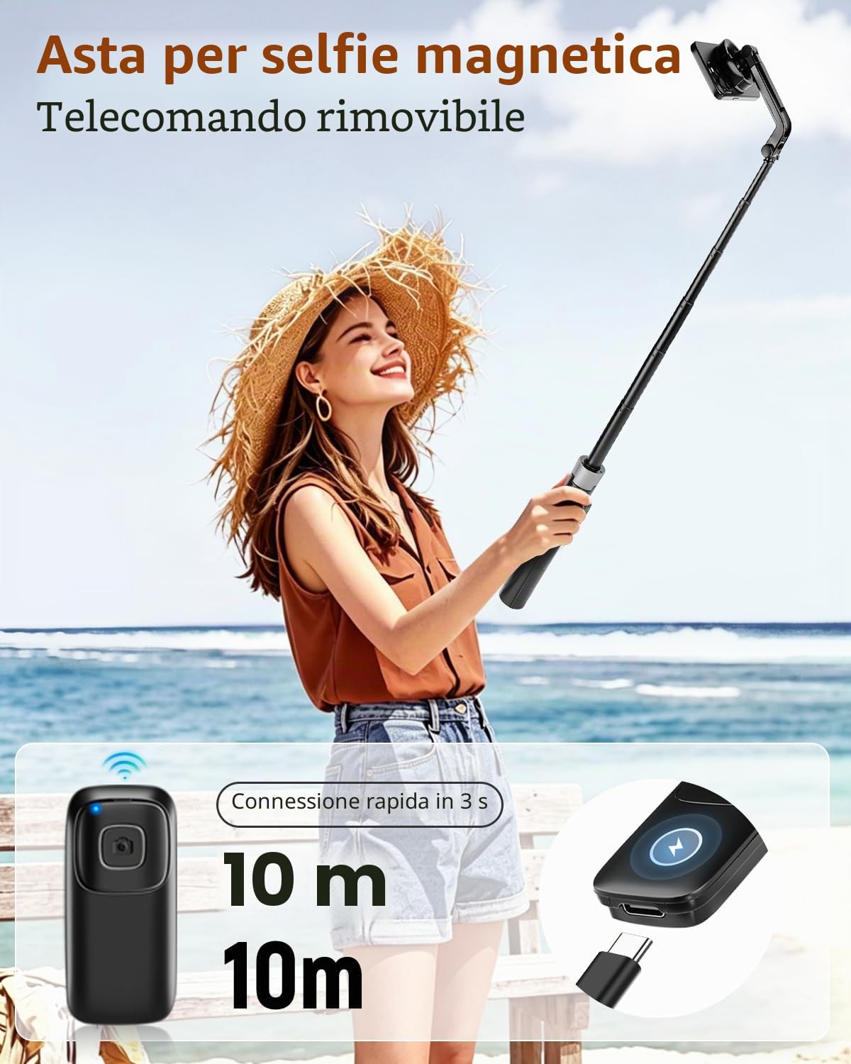 Victiv Magnetico Treppiede Smartphone, 178cm Bastone Selfie Cavalletto per Smartphone, Portatile Treppiedi per Mag-safe con Telecomando, Tripode Cellulare per iPhone 17 16 15 14 13 12 Pro Max