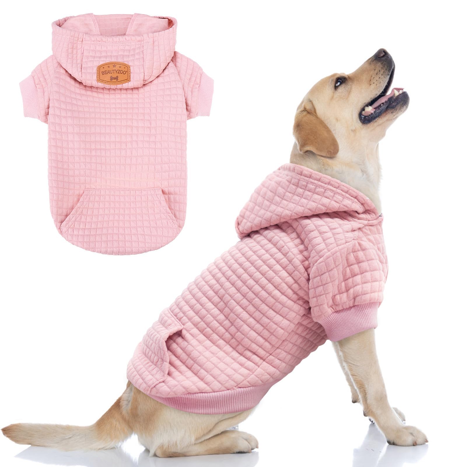 BEAUTYZOO Bluza z kapturem dla małego psa, sweter z kieszeniami, ubrania dla małych, średnich psów, chłopców, dziewczynek, przypominające gofry, laminowane bawełniane płaszcze dla zwierząt domowych z