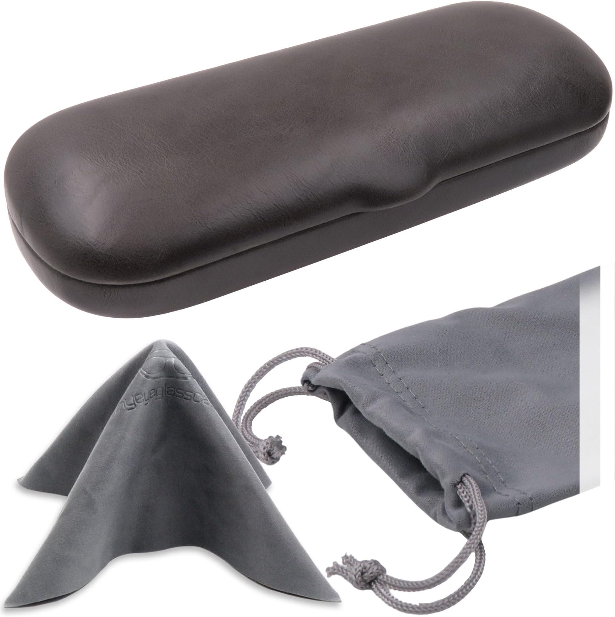 Men Small Glasses case - Eyeglasses Hard Shell Holder Pouch & Cloth-Reading Slim & Narrow Case Heavy Duty