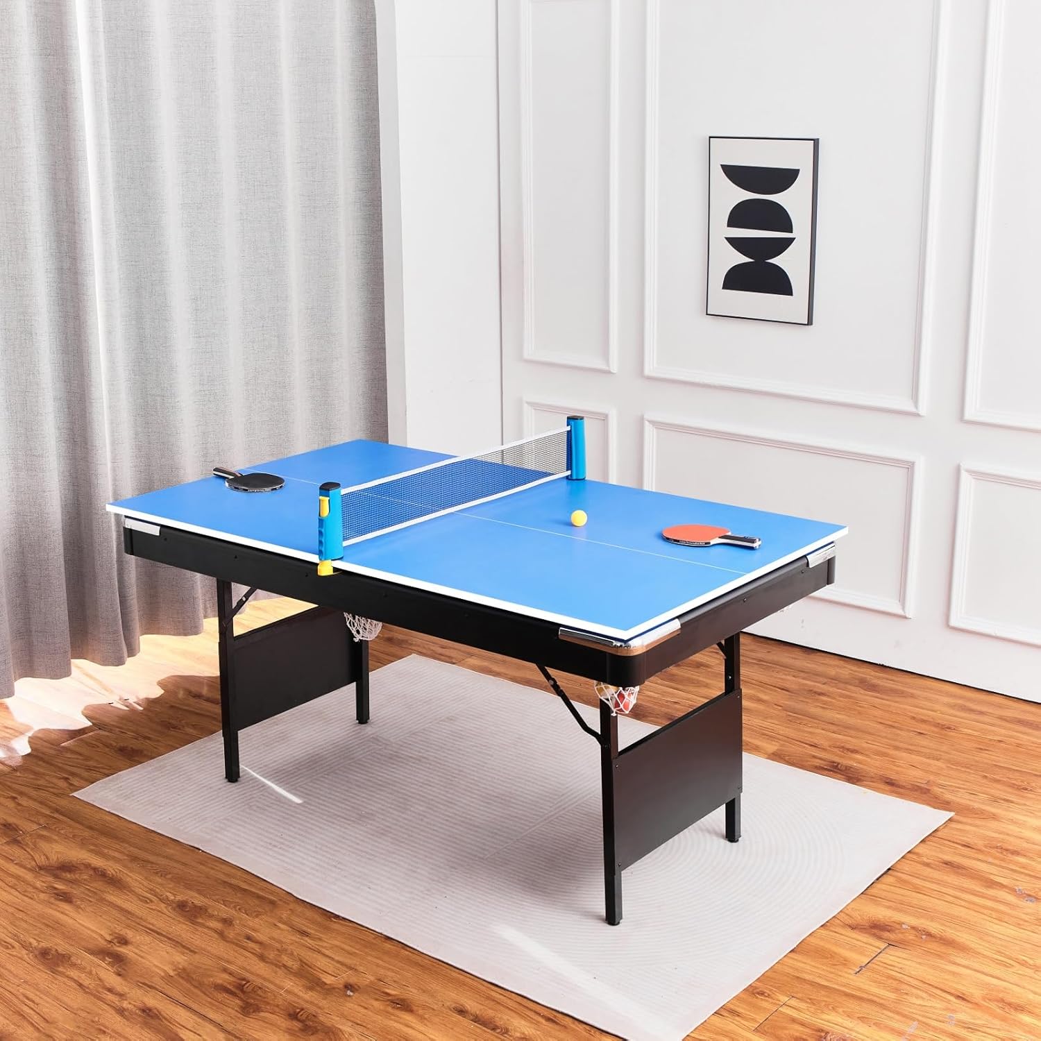 Billiard Tables, Portable Pool Table for Families with Easy Folding for Storage, Includes Balls, Cues, Brush 3 in 1 5.5FT