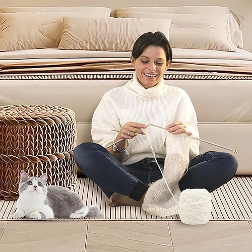 Miniatura 7 de Hilo de manta suave y grueso para ganchillo de 3.53 oz, hilo grueso esponjoso para tejer a mano, lana de punto grueso para suéteres, sombreros,