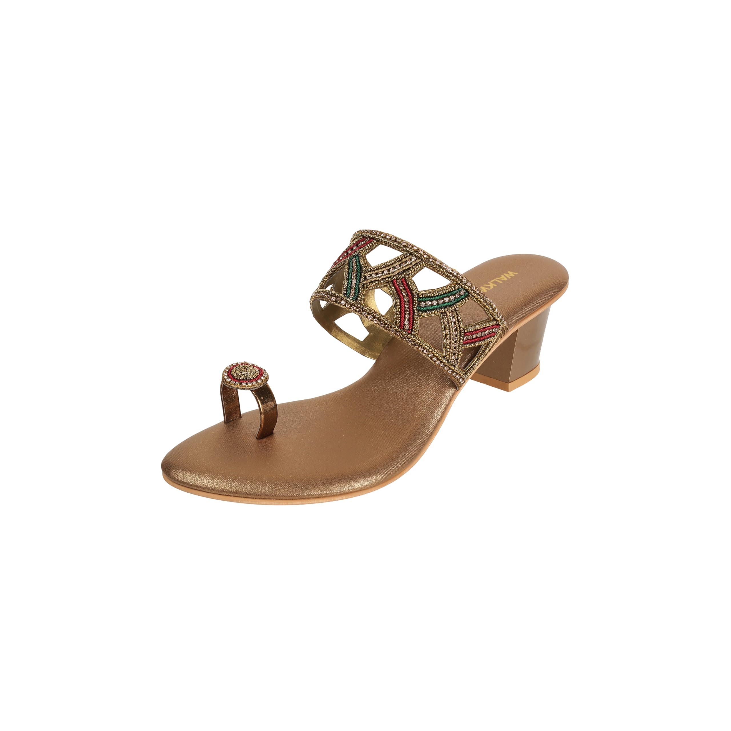 walkway Women Block Heel Embellished Ethnic Slip-on Sandal-picture-16