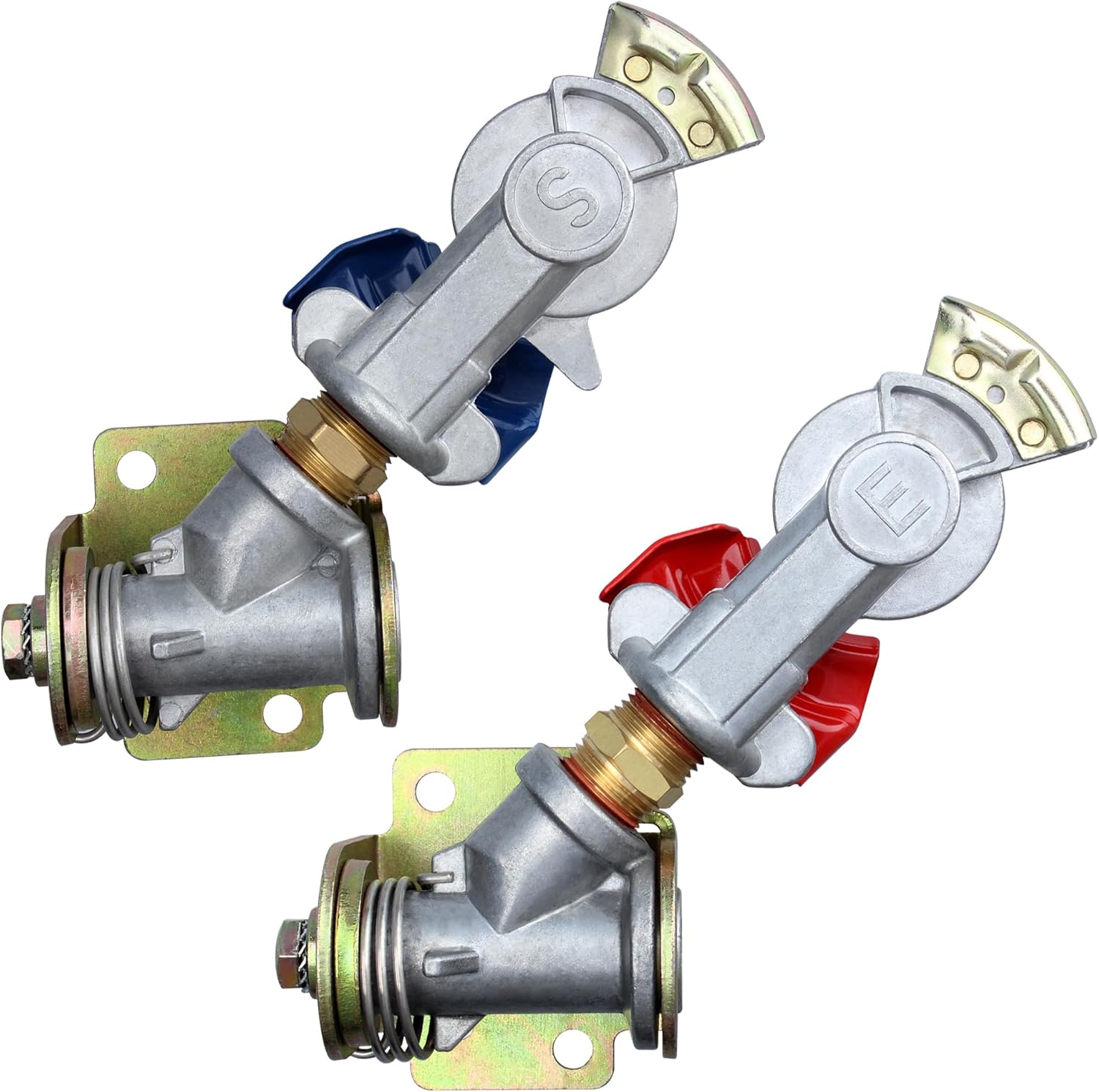 45°Aluminum Swing-Away Gladhand,Angle Mount Swinger Emergency and Service Gladhands w/Rubber Seal for Semi Truck Tractor Trailer