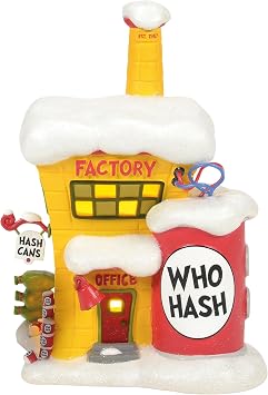 Department 56 Dr. Seuss Grinch Village The Who-Hash Factory Light Up Building, 8.25 Inch, Multicolor