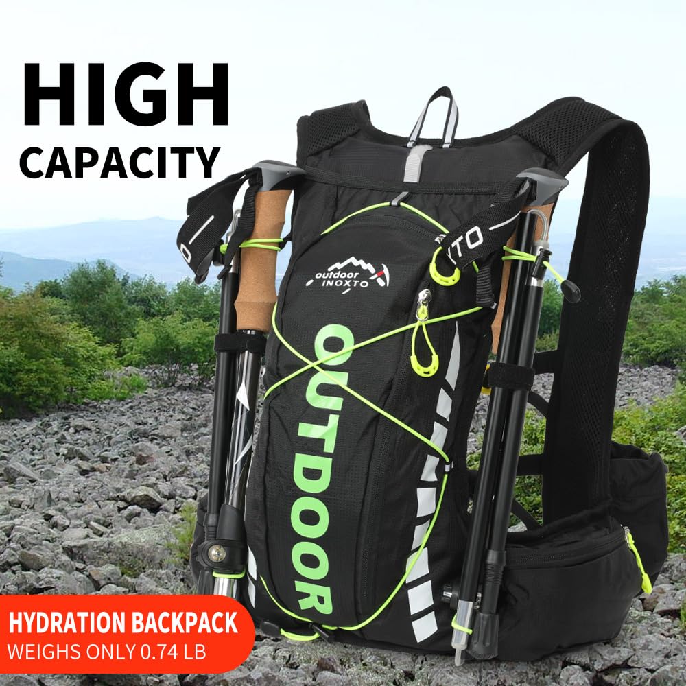 Mochila de hidratación IX INOXTO para correr, chaleco de hidratación con bolsa de agua de 1.5 L para hombres y mujeres, mochila de agua ligera para senderismo, ciclismo, escalada, camping