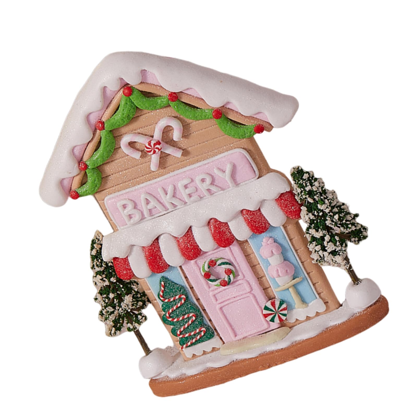 Maison miniature argile de Noël avec décoration hivernal ornement de fête artisanale