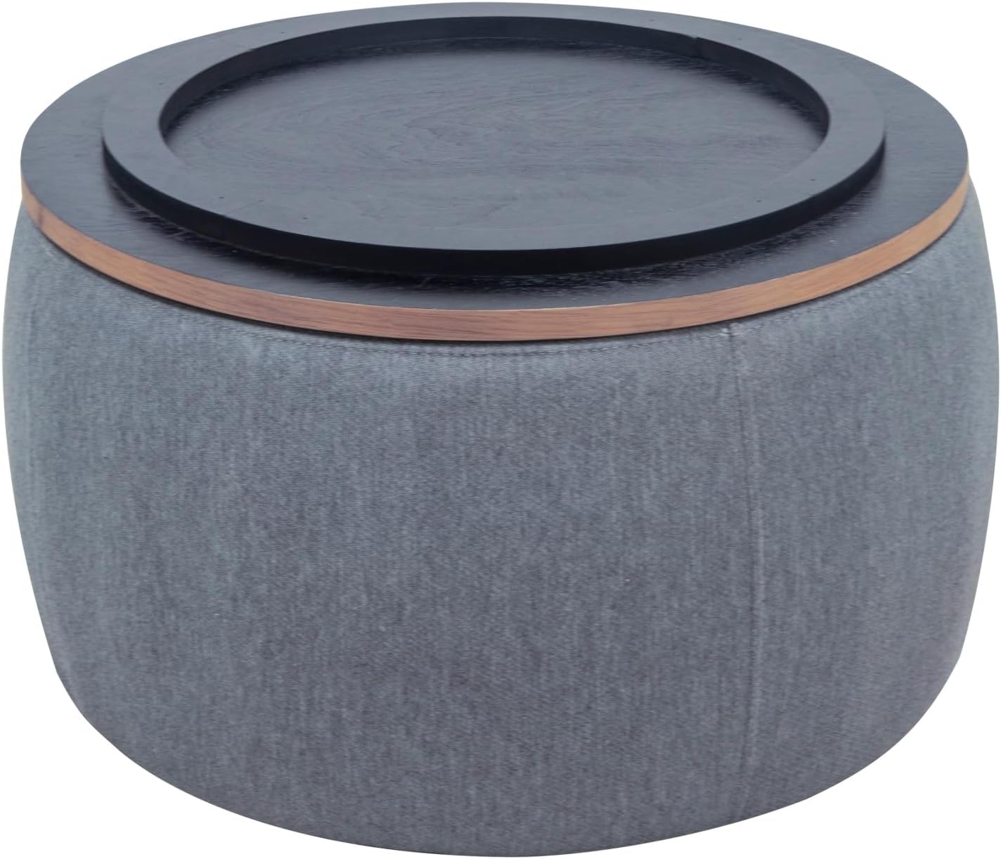 Round Storage Ottoman, 2 in 1 Function, Work as End Table and Ottoman, Dark Grey (25.5"x25.5"x14.5")