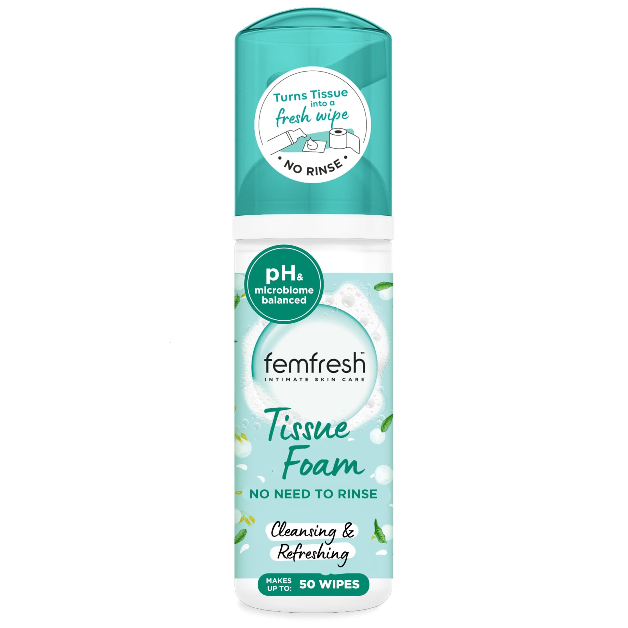 Daily Tissue Foam, pH Balancing, No-Rinse Intimate Foam for Women, Dermatologically Tested, Vegan, 50 ml