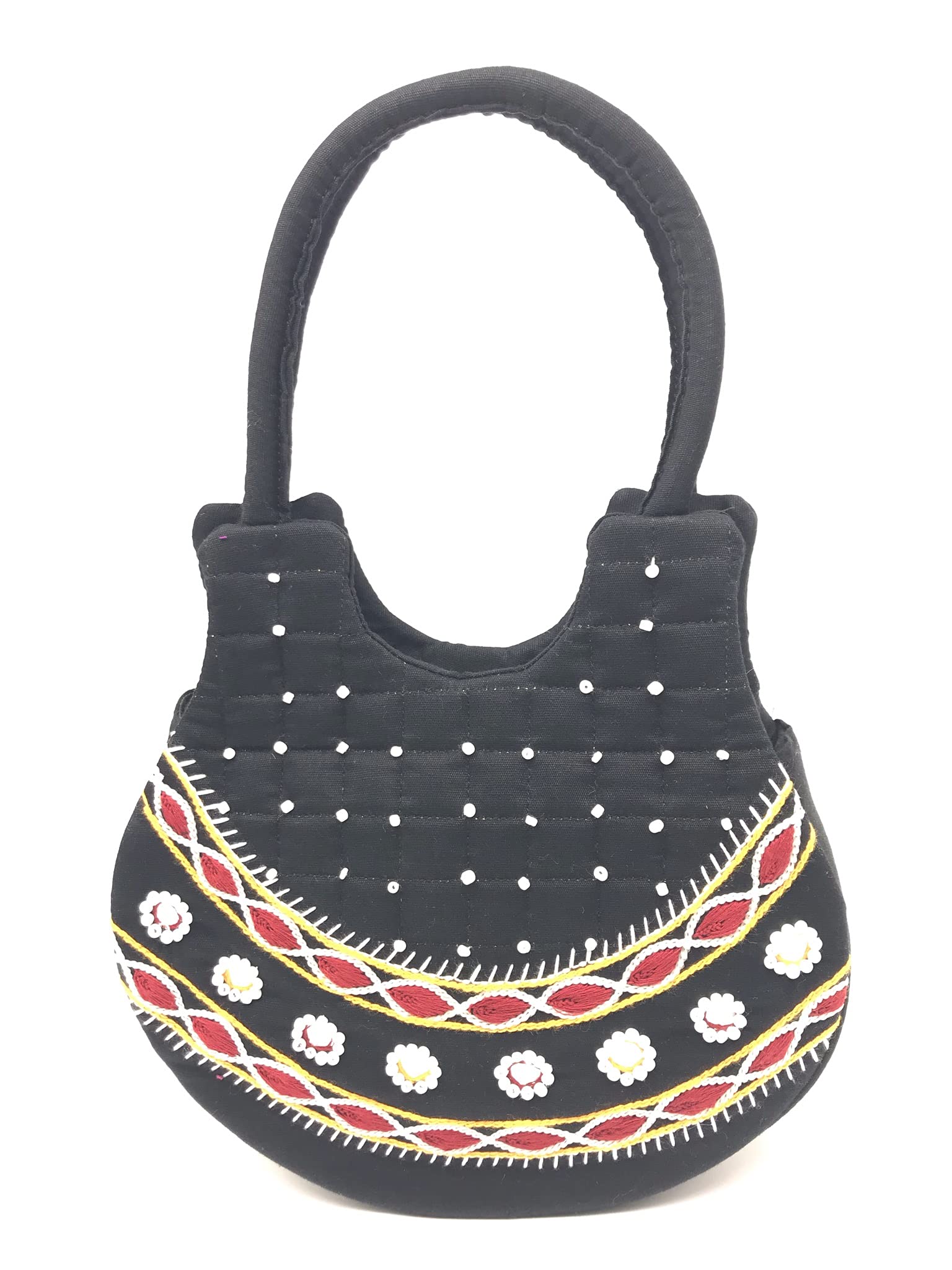 srishopify handicraftsWomen's Traditional Handbags Small size 8x8x2.5 Inch (original Mirrors work Beads Thread Handcrafted hand held bag Pouch)