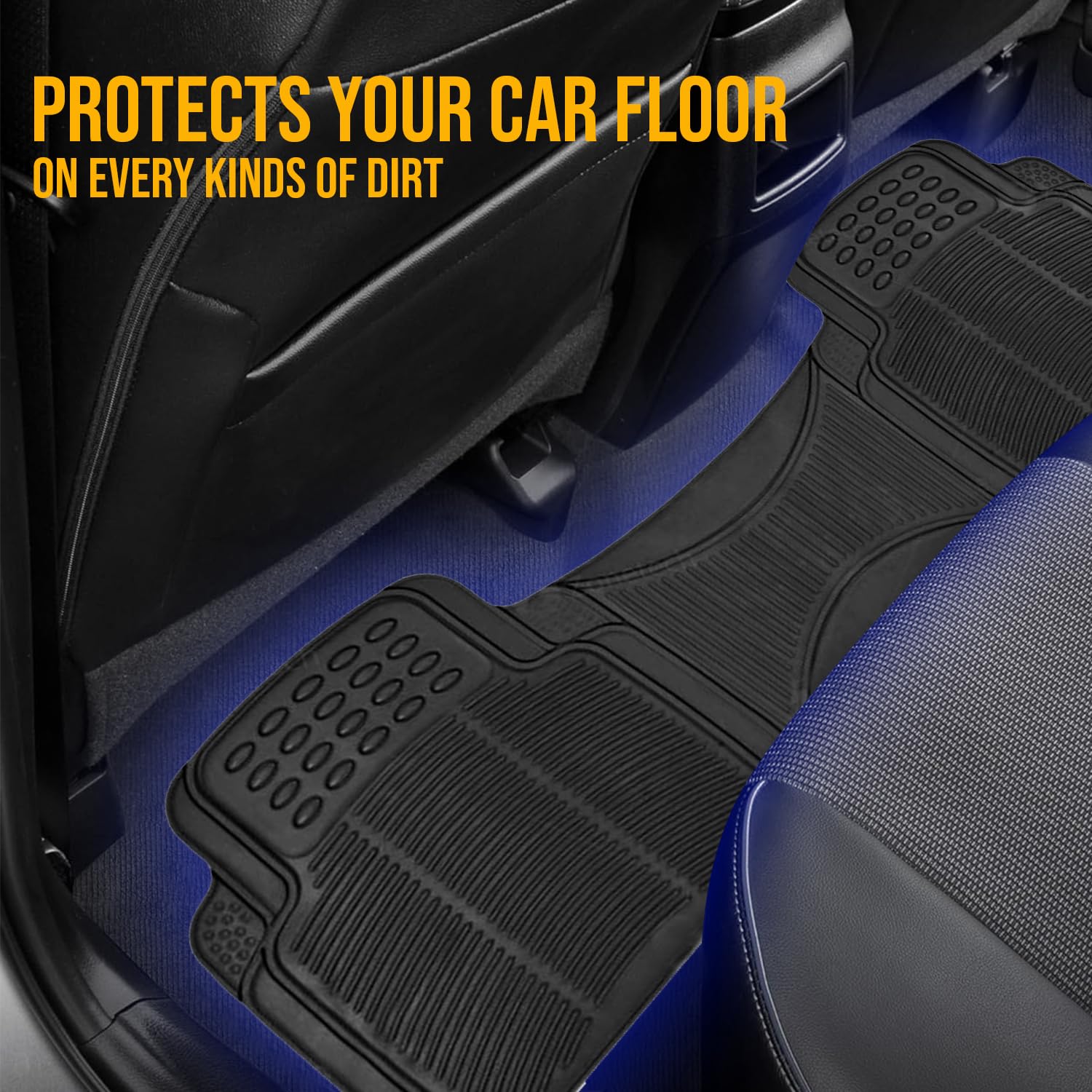 ZONETECH Rubber Car Interior Floor Mat Premium Quality All Weather Protection-Perfect for Car Truck and SUV — view 5