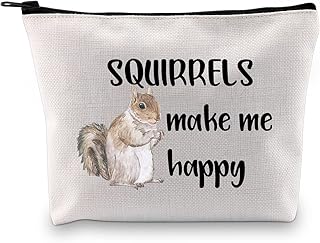 VAMSII Squirrel Makeup Bag Squirrels Make Me Happy Travel Bag Funny Squirrel Gifts for Squirrel Lovers Squirrel Zipper Pouch, Squirrels make me happy