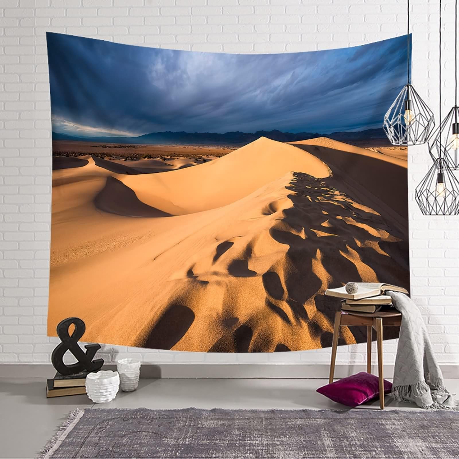 Aotiwe Tapiz Tela, Tapiz Dormitorio 200x200cm Desiertos Gris Marrón claro