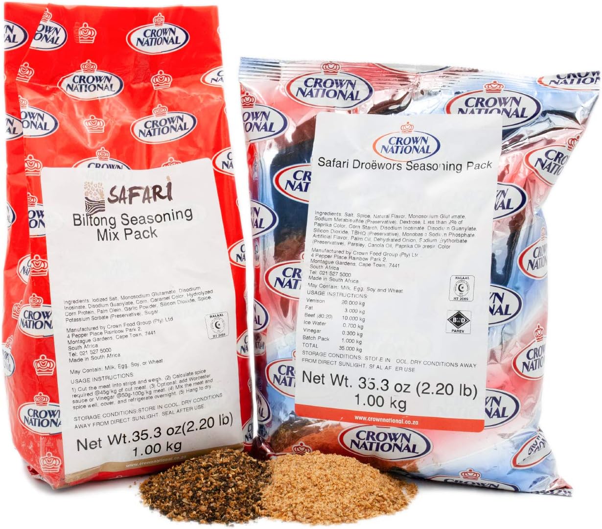 Safari Biltong Seasoning 35.3 oz (1.0kg) + Safari Droewors Seasoning 35.3 oz (1.0kg) Seasoning Combo Pack