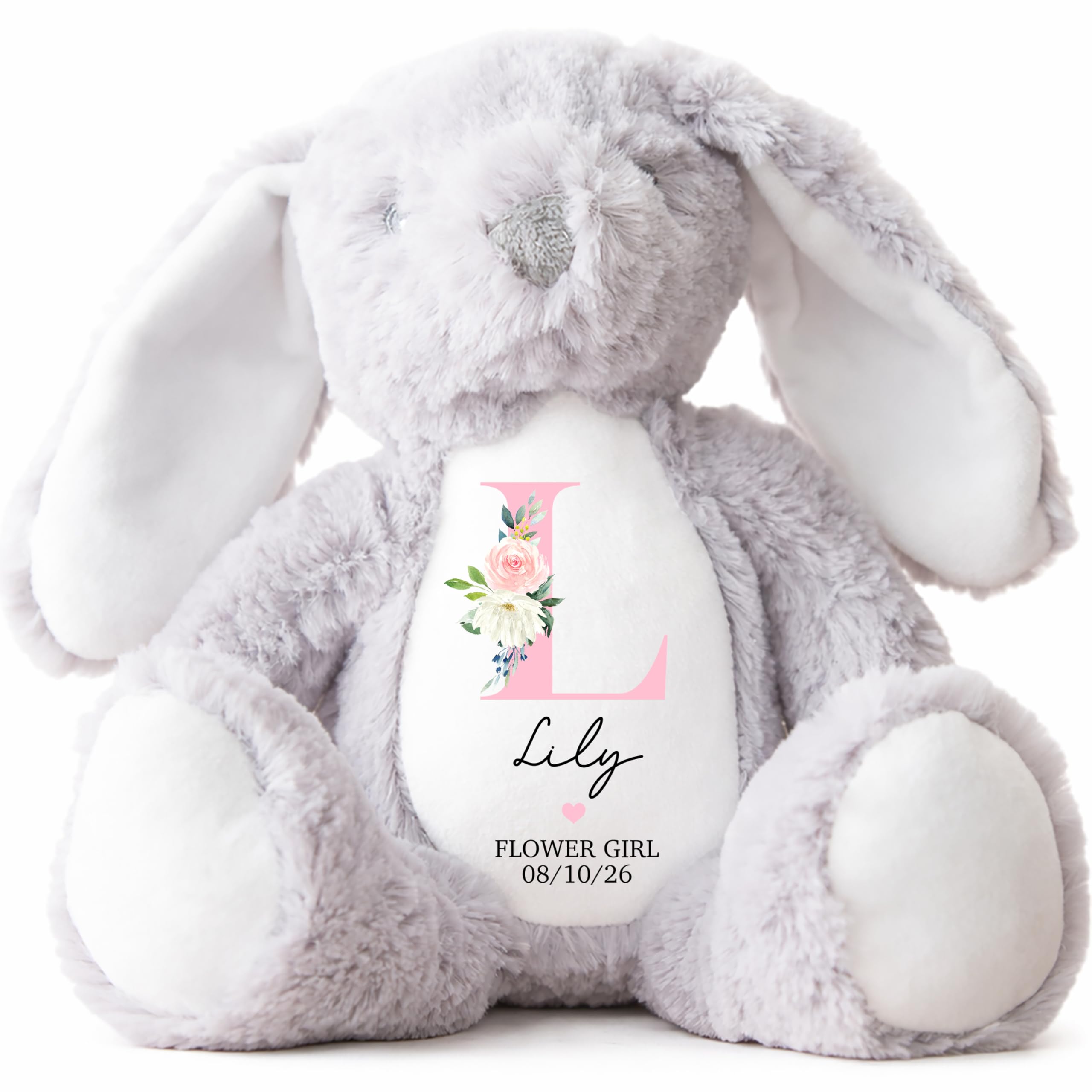 Flower Girl Teddy Bear | Personalised Flower Girl Thank You, Custom Flower Girl Gift | Ceramic Keepsake | Flower Girl Favour | Pink Floral
