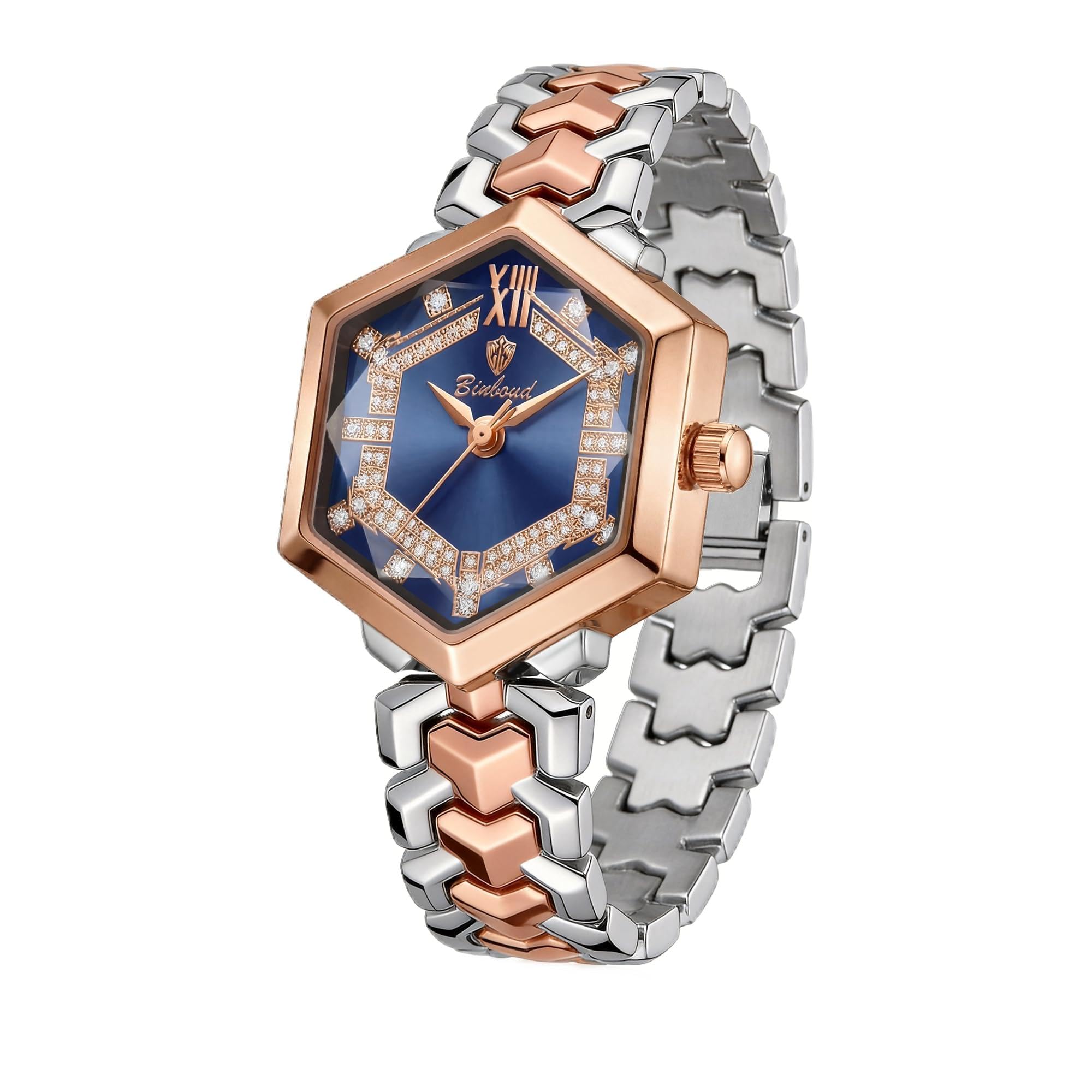 luminex commerce Gold Watches for Women with Stylish and Unique Hexagon Case,White GoldeRoman Dial,Stainless Steel Band,Adjustment Tool Included, Water Resistant-picture-13