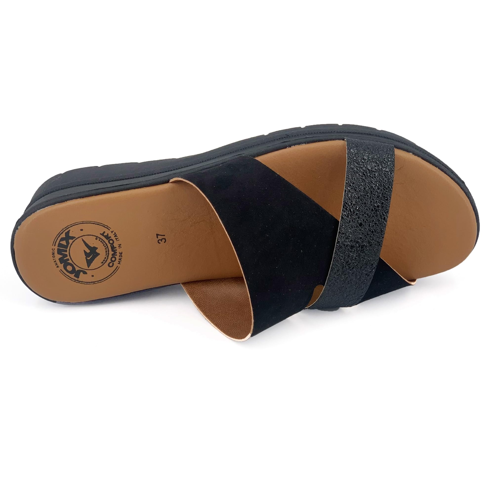 JOMIX Ciabatte Donna Estive con Zeppa a Fasce Incrociate,Eleganti Sandali Leggeri con Plantare Ammortizzato,Suola Antiscivolo Traspiranti per Casa Mare Spiaggia e Tempo Libero,Made in Italy