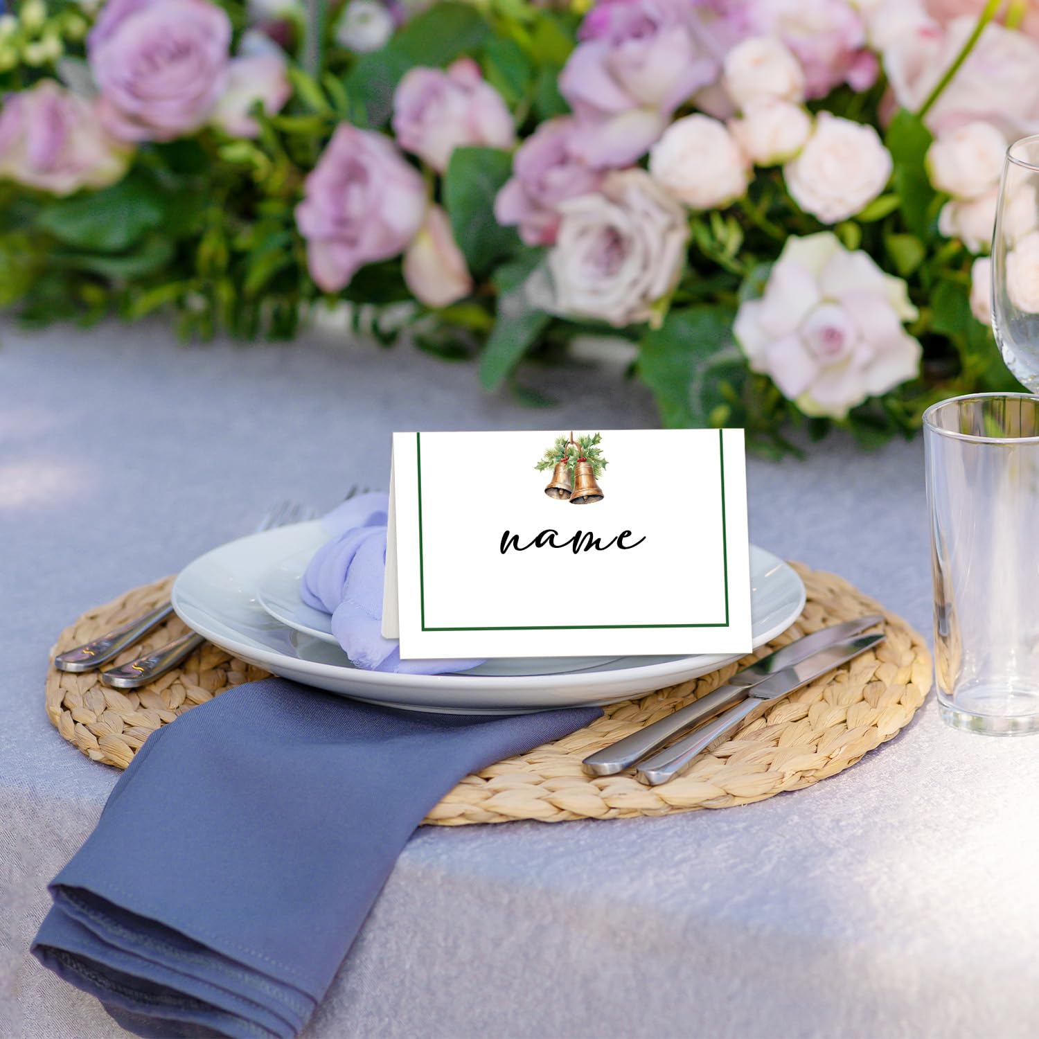 Weihnachtliche Tischkarten für den Tisch, Weihnachtsglocke, Zeltkarten, Dekoration für Brautpartys, Babypartys, Empfangsdekorationen, Winterurlaub-Platzkarten, 25 Stück
